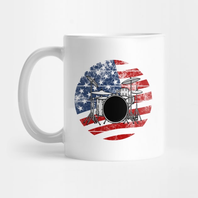 Drum Kit USA Flag Drummer Musician 4th July by doodlerob